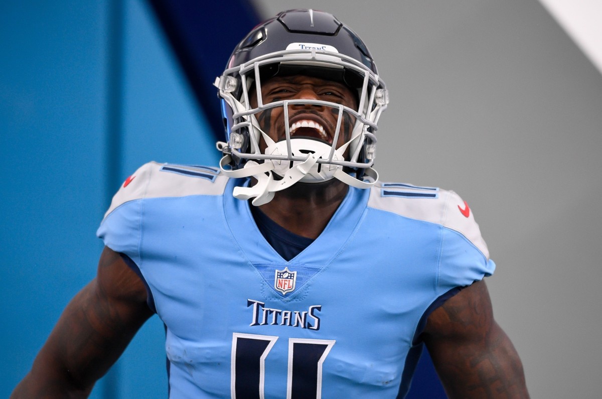 Tennessee Titans wide receiver A.J. Brown (11) against the Miami Dolphins during the first half at Nissan Stadium.